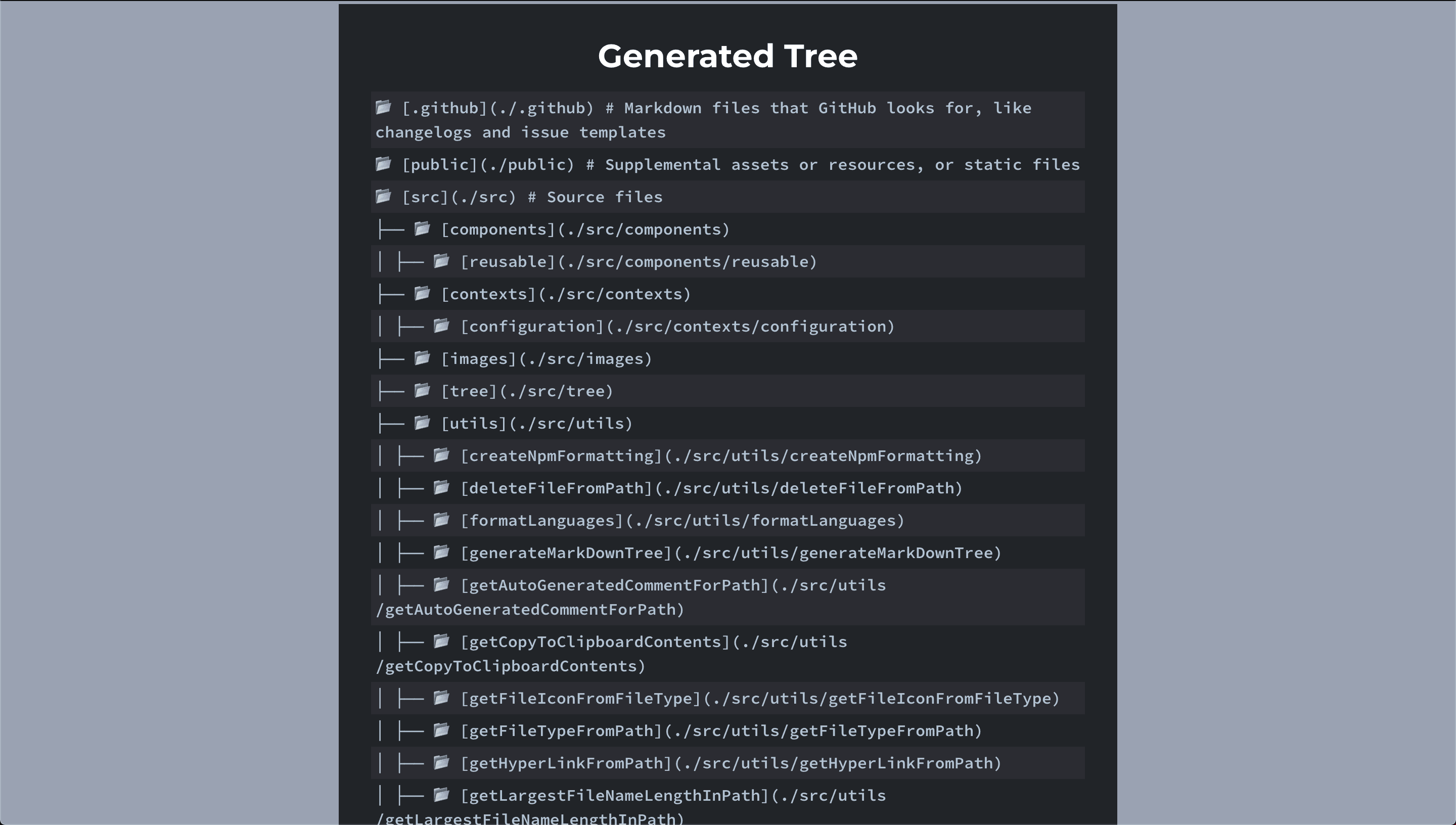 Auto README Docs markdown tree