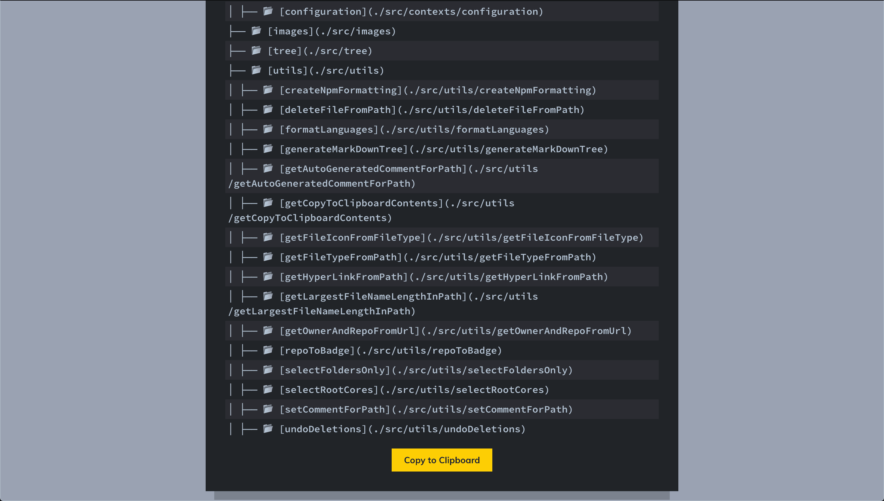 Auto README Docs markdown tree continued