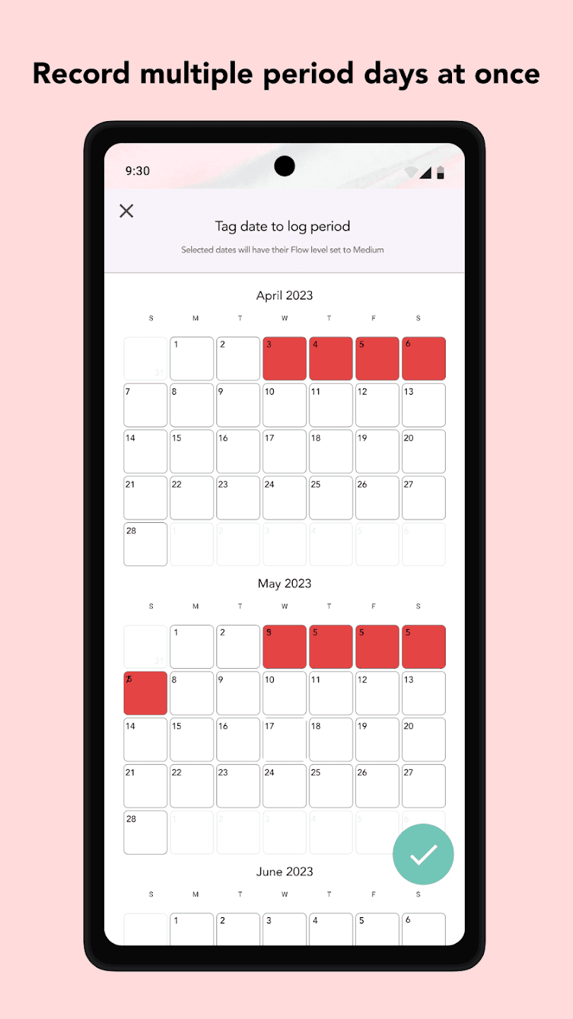 Record multiple period days at once